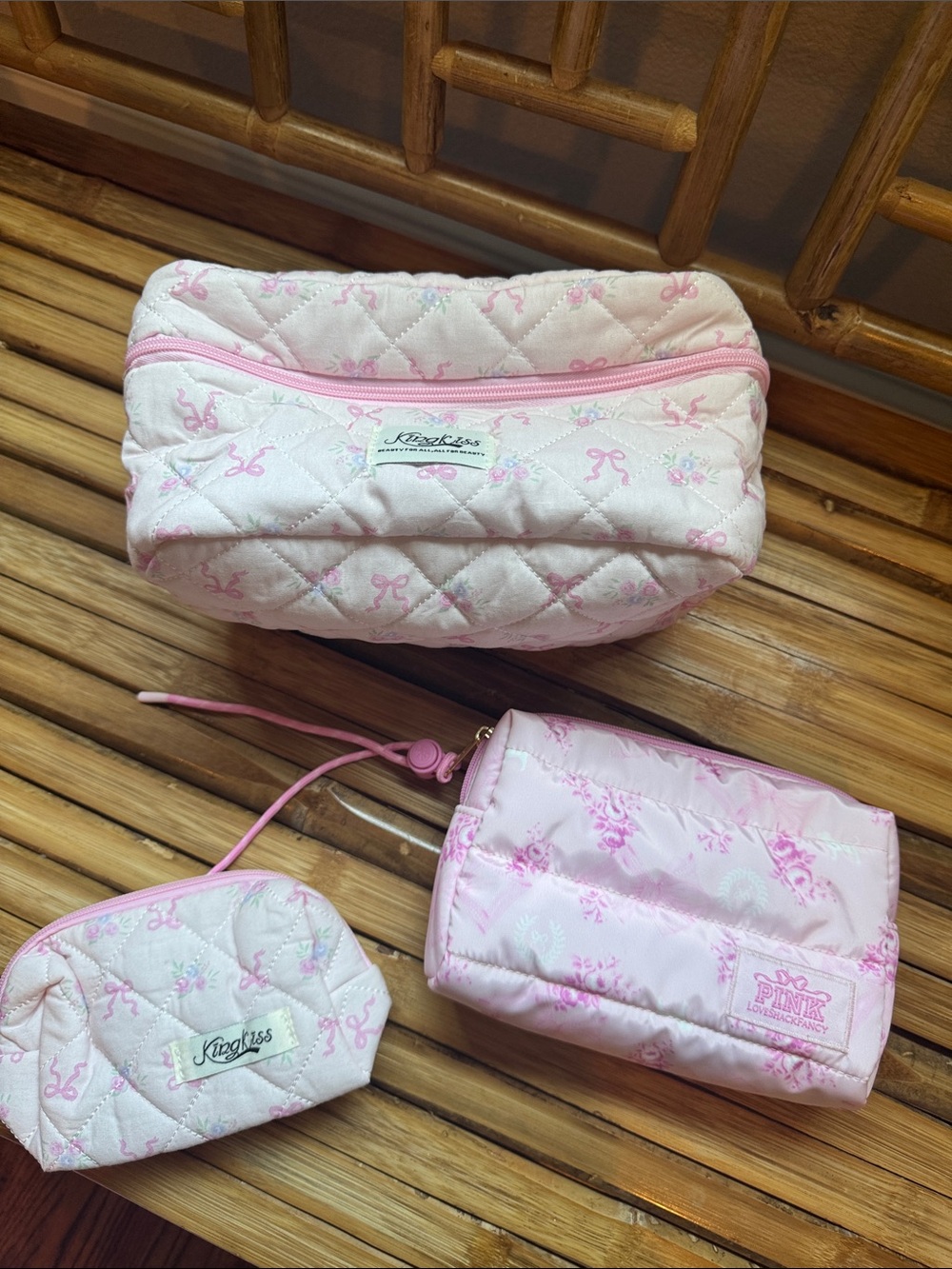 Set with PINK Victoria's Secret LoveShackFancy Quilted Pink Cosmetic Pouch